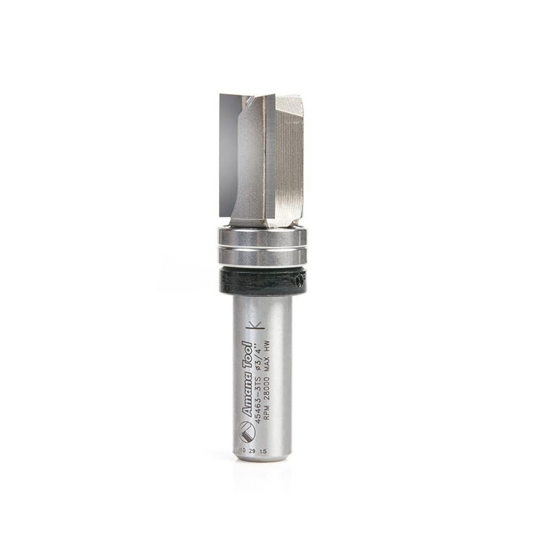 Amana Tool 45463-3TS Carbide Tipped Flush Trim Plunge Template Router Bit 3/4 Dia x 1 Inch x 1/2 Shank with Upper Ball Bearing 3 Flute